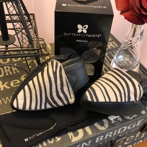 Butterfly Twists Amber Zebra Ballet Flats-NIB